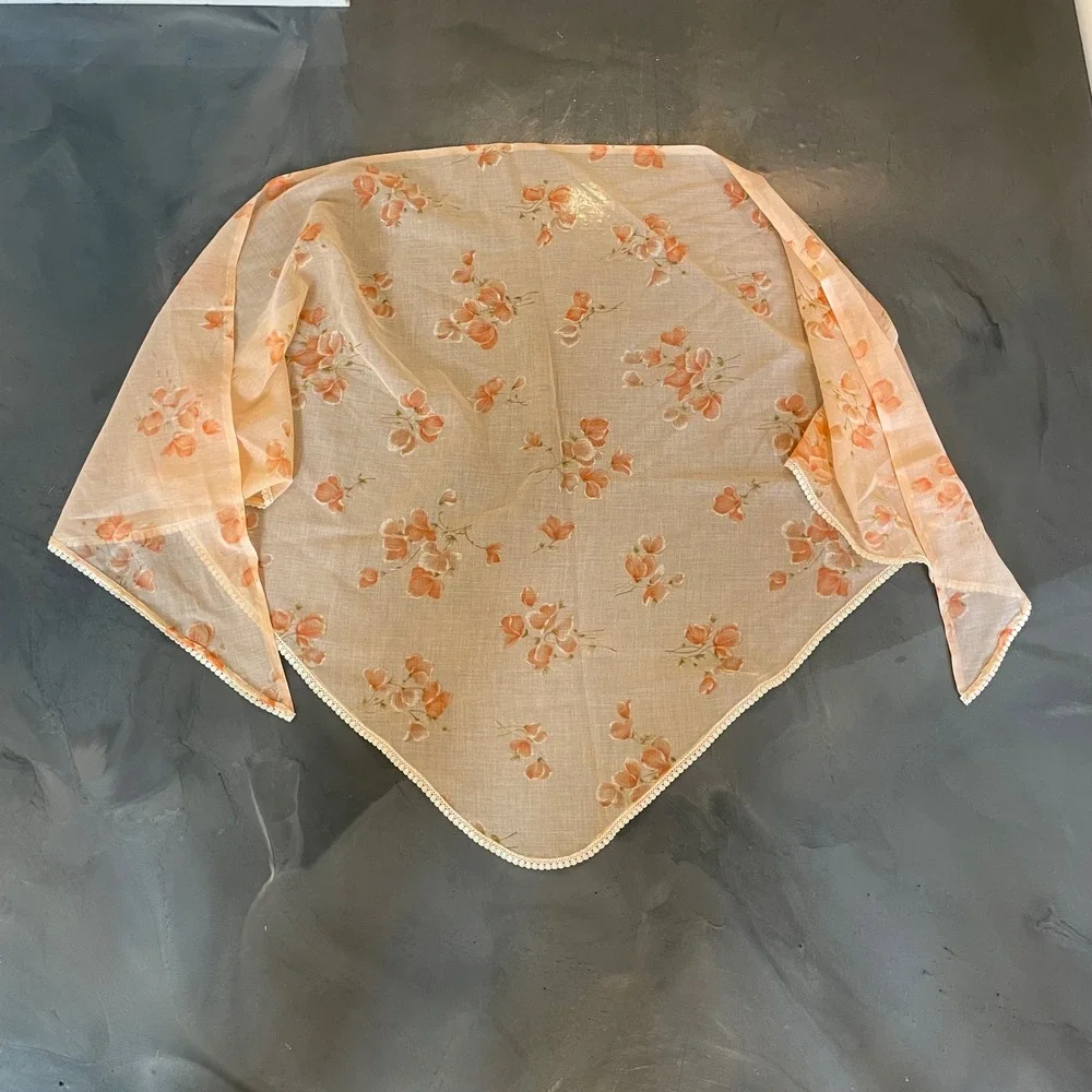 Vintage Peach Floral Cottagecore Maxi Dress S Matching Shawl Orange Gown Fairy